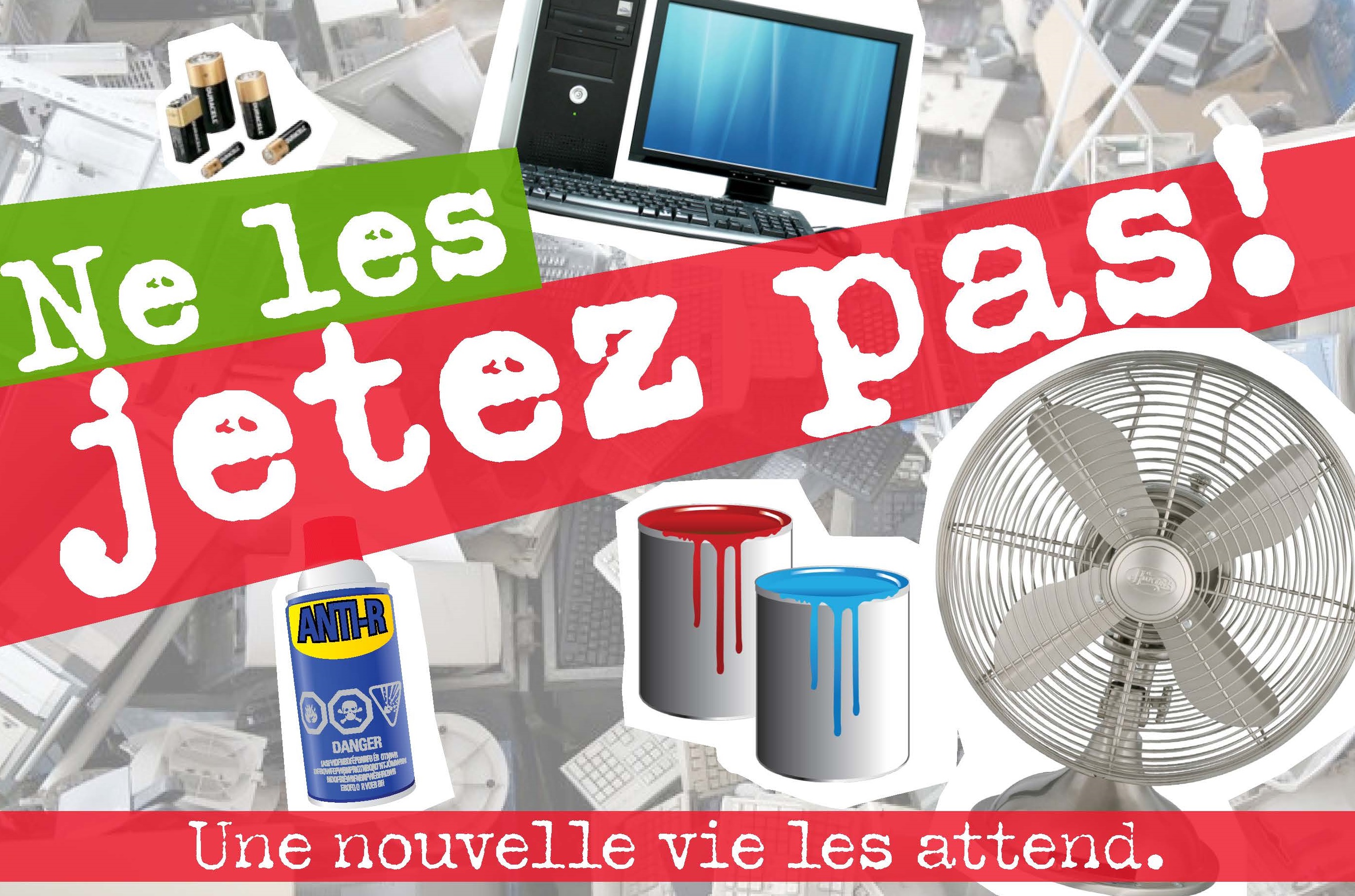Le matériel électronique ainsi que les résidus domestiques dangereux peuvent être recyclés dans un écocentre.