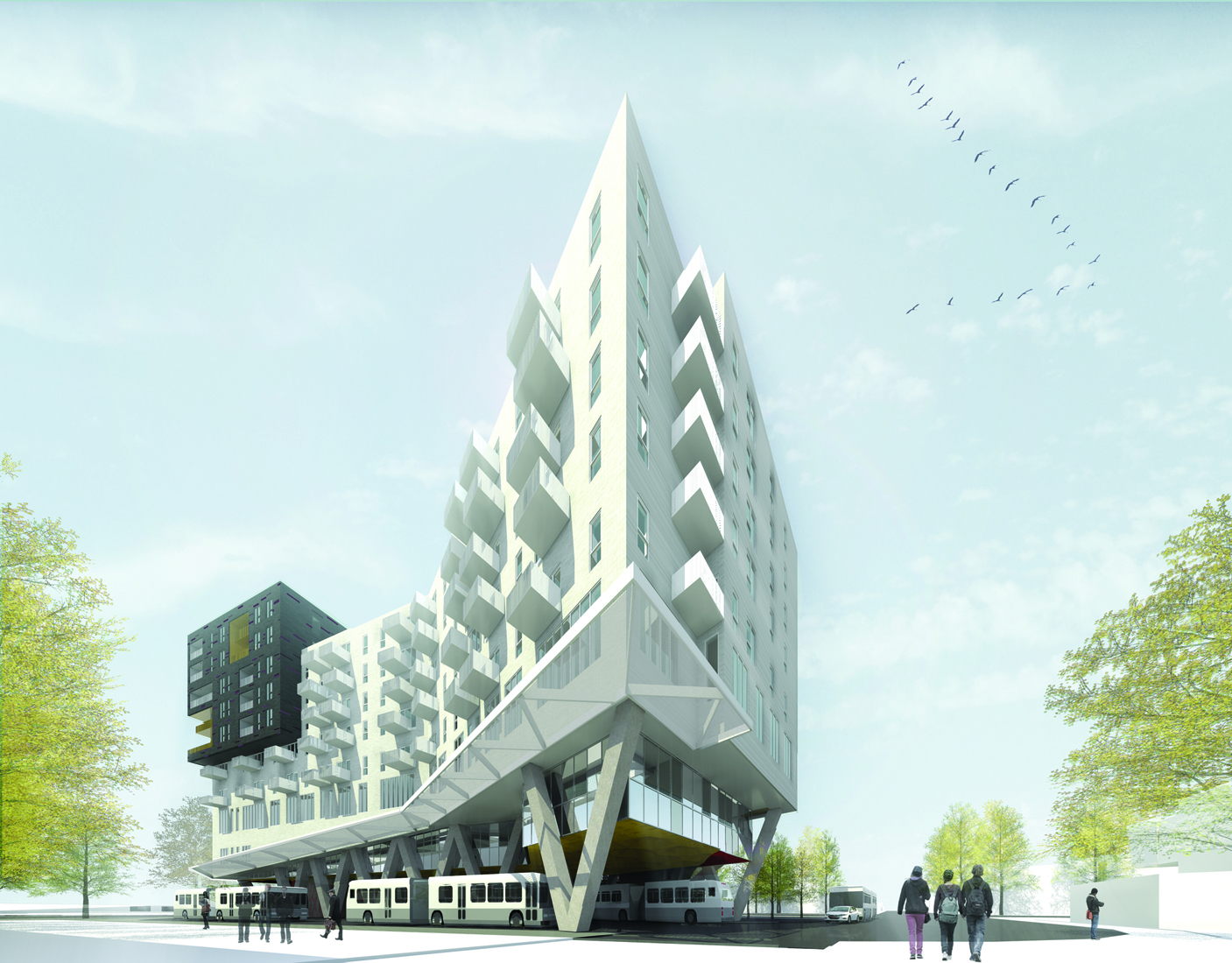 Le Projet Îlot Rosemont, immeuble de plusieurs étages, doit être construit au-dessus du terminus d’autobus et sur l’espace adjacent à la station de métro Rosemont.