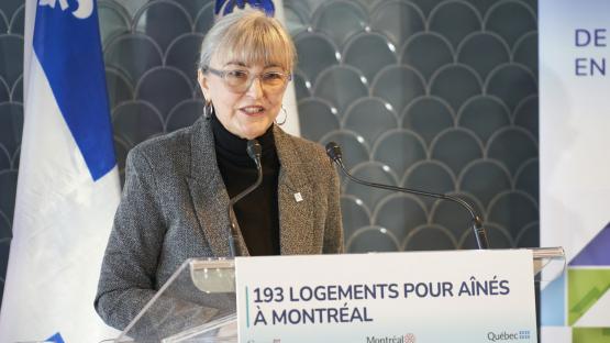 Danielle Cécile, directrice générale de l'OMHM, lors de l'inauguration de la Résidence Des Ateliers.