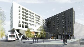 La Résidence Des Ateliers compte 193 logements et est située tout juste au-dessus de la station de métro Rosemont.