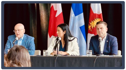 Claude Pinard, président du comité exécutif de la Ville de Montréal et responsable de l’itinérance, Soraya Martinez Ferrada, mairesse de Montréal et Benoit Langevin responsable du développement social et de la cohabitation.